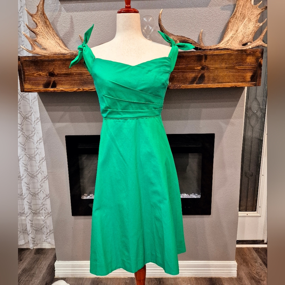 NWT- J. Crew Emerald Green Off-Shoulder Midi Dress - Picture 2 of 6